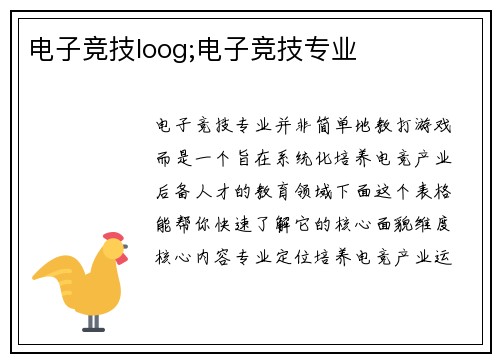 电子竞技loog;电子竞技专业